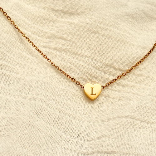 Minimalist Initial Heart Necklace