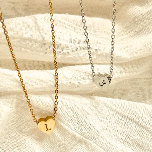 Minimalist Initial Heart Necklace